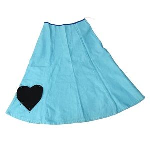 Vintage poodle-style high waisted turquoise denim skirt